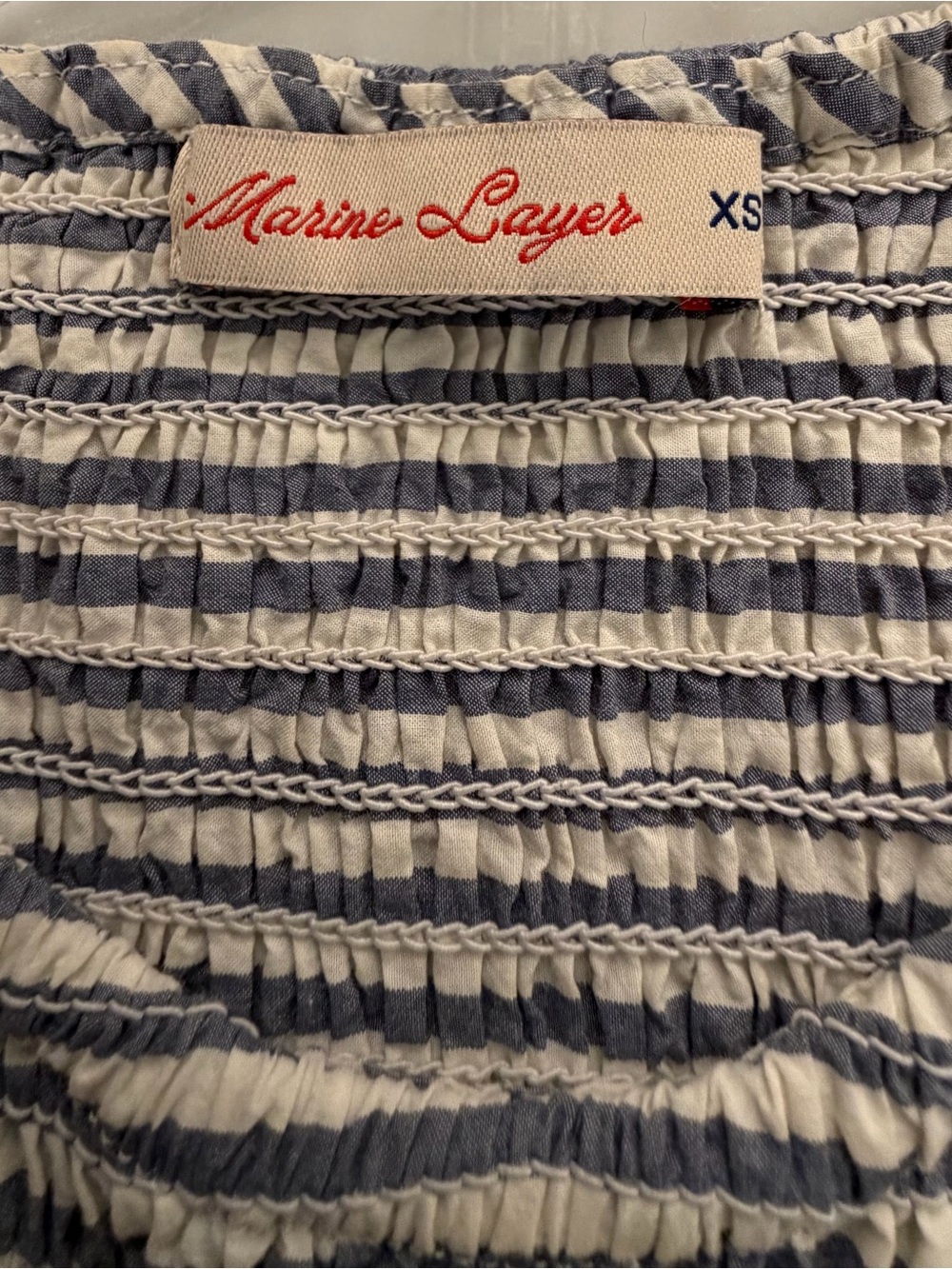 Marine Layer Darcy Poplin Blue/White Striped Maxi Dress with Pockets - XS - Picture 6 of 7
